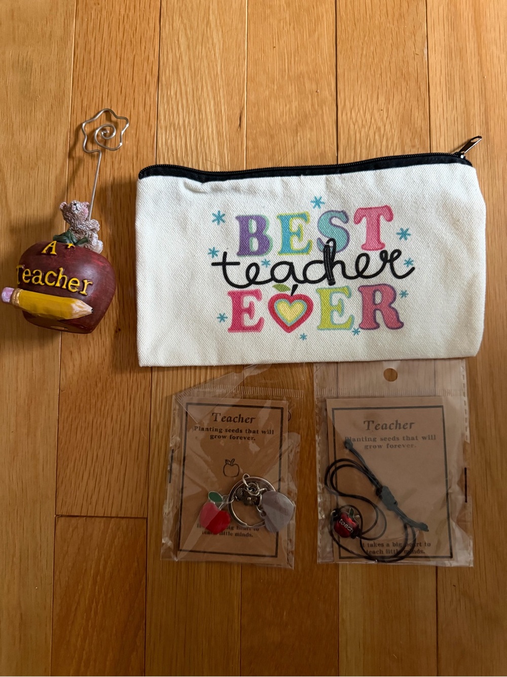 Best Teacher Ever Canvas Pouch - White
